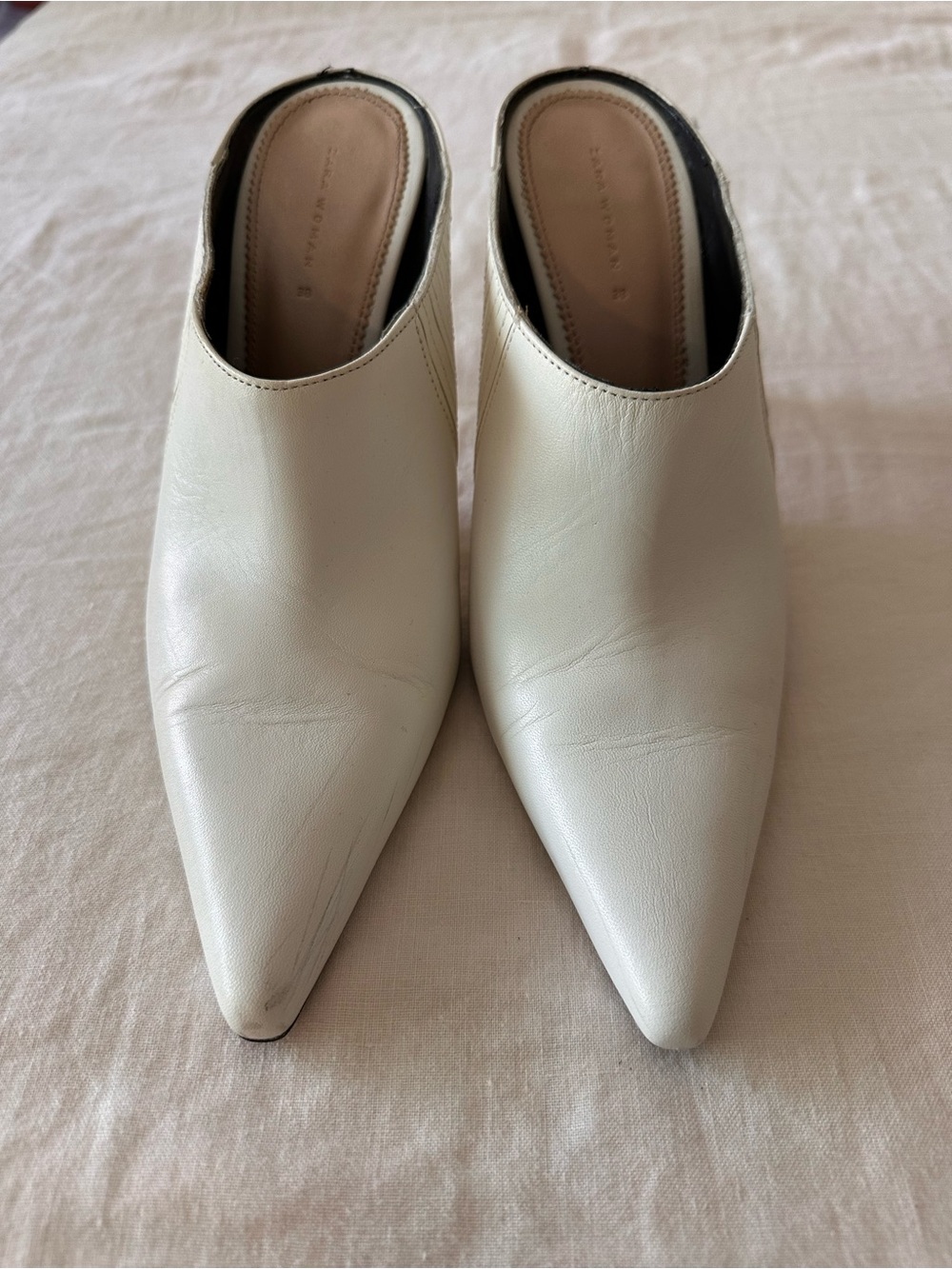 Zara White High Heeled Mule (size 7.5)
